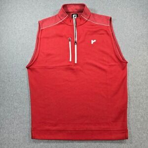 FootJoy Mens 1/4 Zip Golf Vest Red Performance Pullover Size M